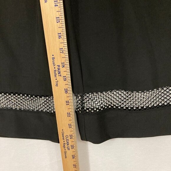 Vecceli Italy Large Black Embellished Wide Leg Stretch Pull-on Pants - Picture 8 of 11